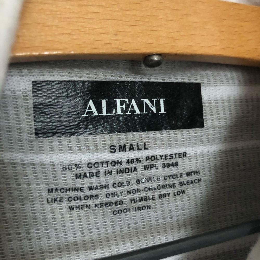 Alfani Gray and White Stripe Polo - Picture 4 of 5